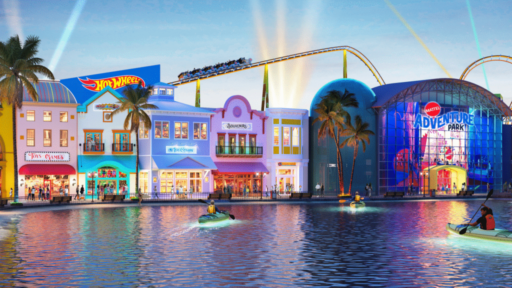 what is the size of mattel adventure park?